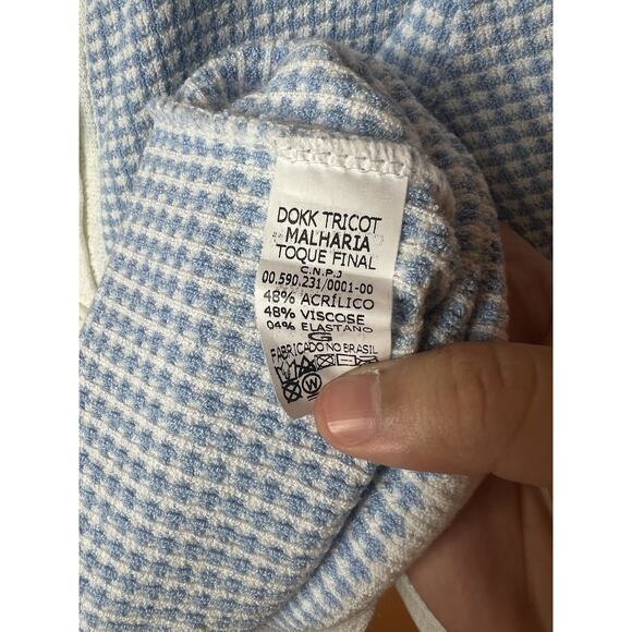 Cia de Moda Women's Cardigan Sweater Size LG Blue White Gingham Long Sleeve NWT - Picture 7 of 11